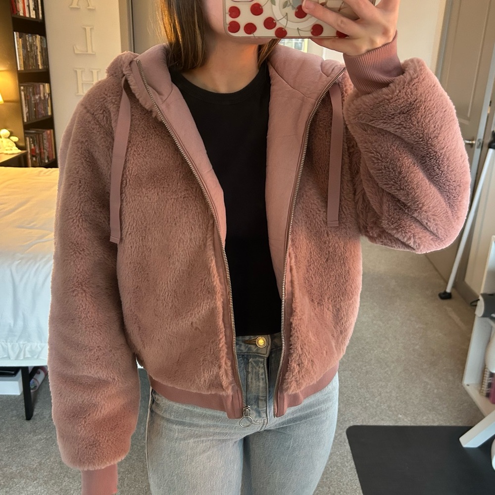 Athleta Fuzzy Zip-Up with Hood!